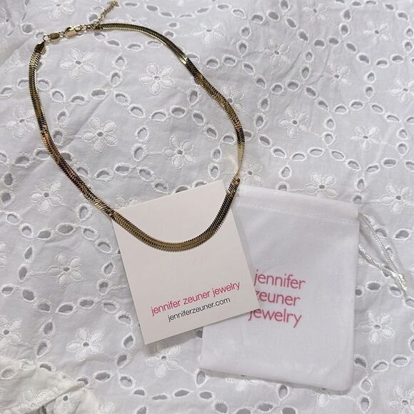 Jennifer Zeuner 14K Yellow Gold Plated Herringbone Hamilton Necklace - Picture 2 of 6